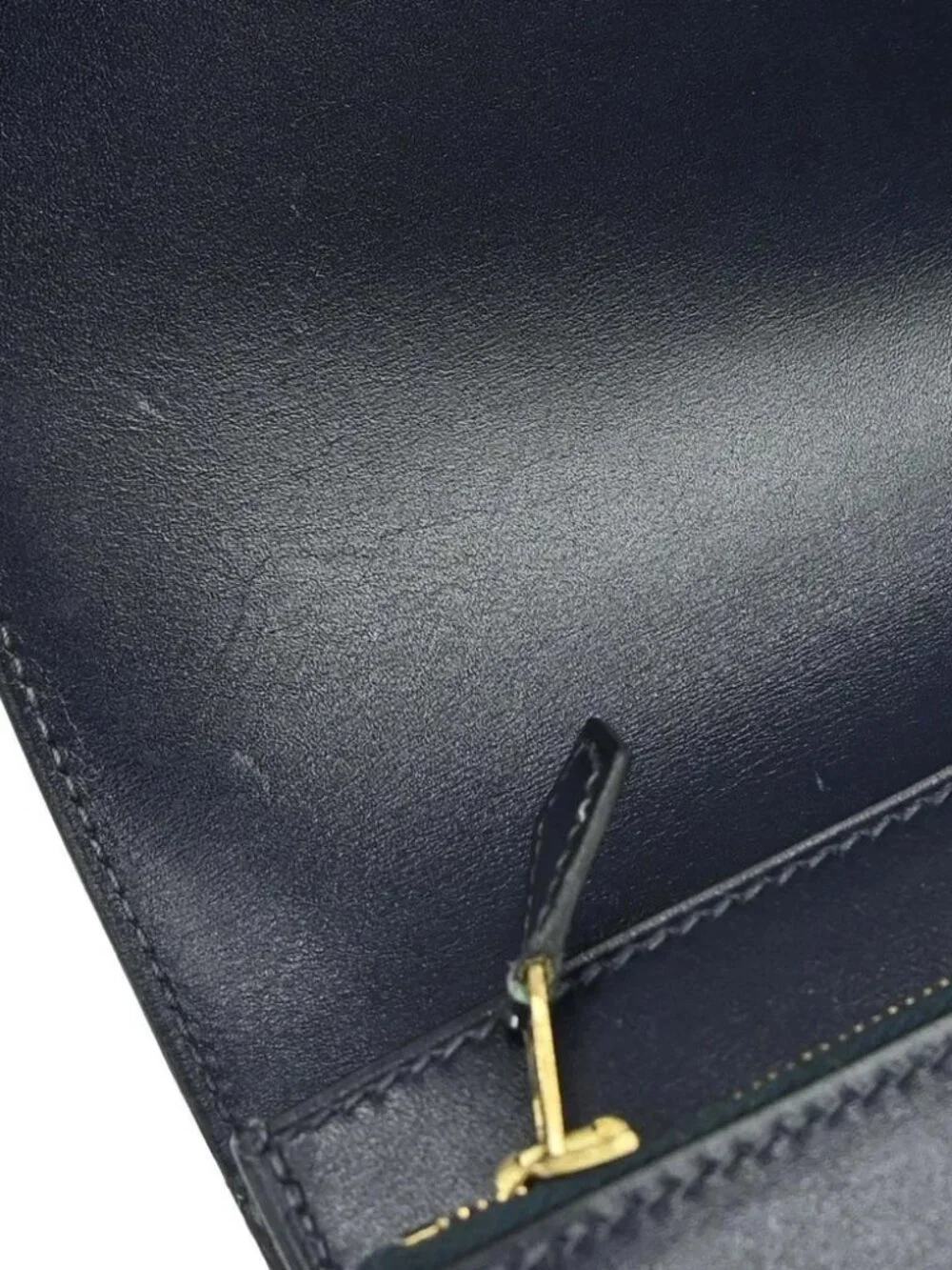 Hermes Blue Navy Box Calf Pochette Jet Clutch Bag